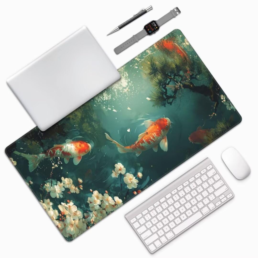 Koi Alfombrilla Ratón XXL Alfombrilla Raton 1200 x 600 mm, Gaming Alfombrilla Ratón Mar Alfombrilla Escritorio Grande, Impermeable Mousepad Base Antideslizante Mouse Pad XXL para Gamers, Oficina M72