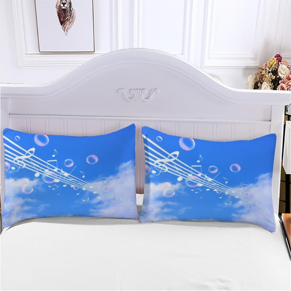 Funda Nordica Cama 105 Juvenil Notas Musicales Funda Edredon 200x200 Paisaje del Cielo 3D Fundas de Edredón Microfibra Suave Ropa de Cama de 3 Piezas con Cremallera y 2 Fundas de Almohada K-1510