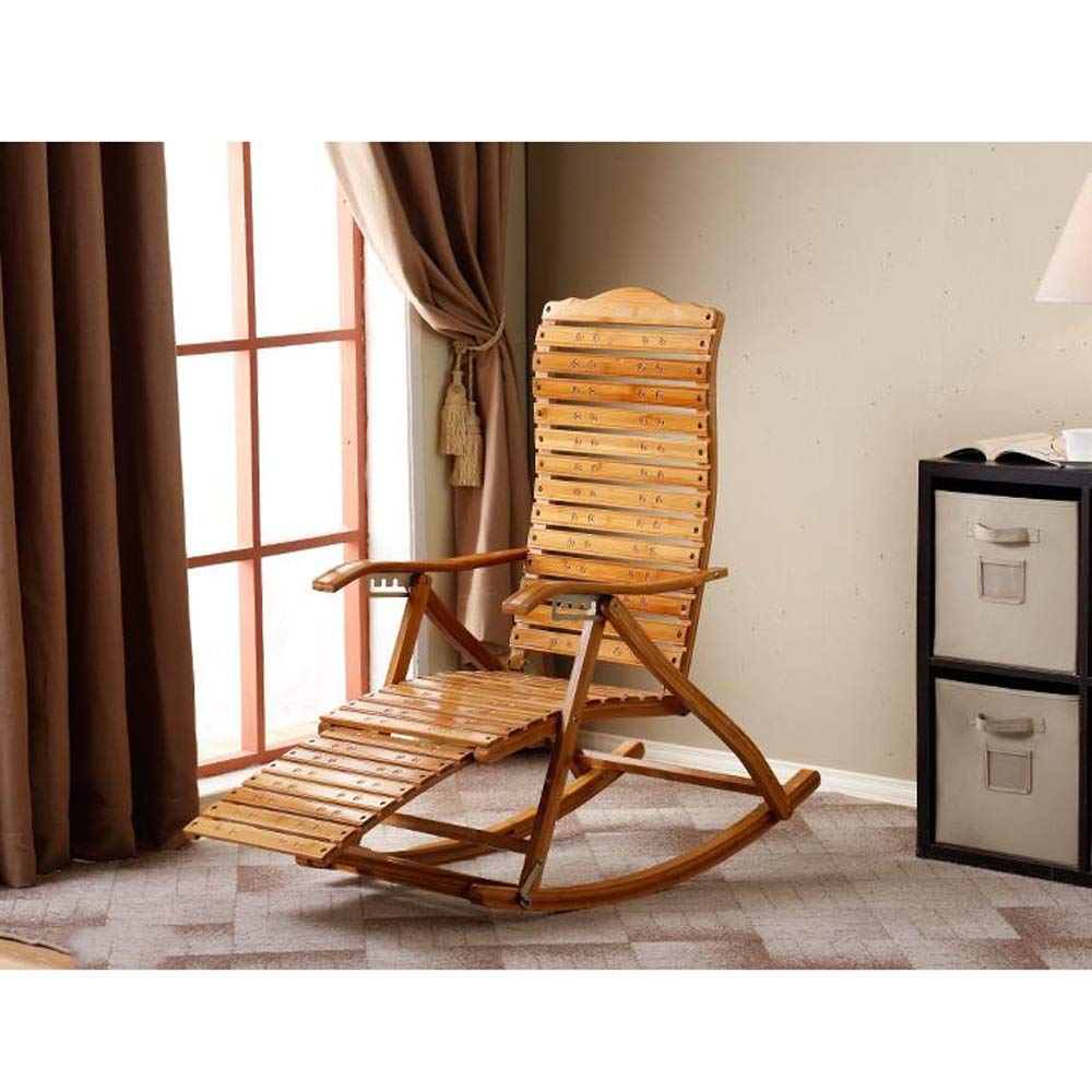 Sillón reclinable Sillón mecedor Plegable Sillón reclinable Sillón de bambú Dormitorio Sala de Estar Balcón Sillón de Ocio Tumbona Sillón con Respaldo Sillón reclin(Azul-A