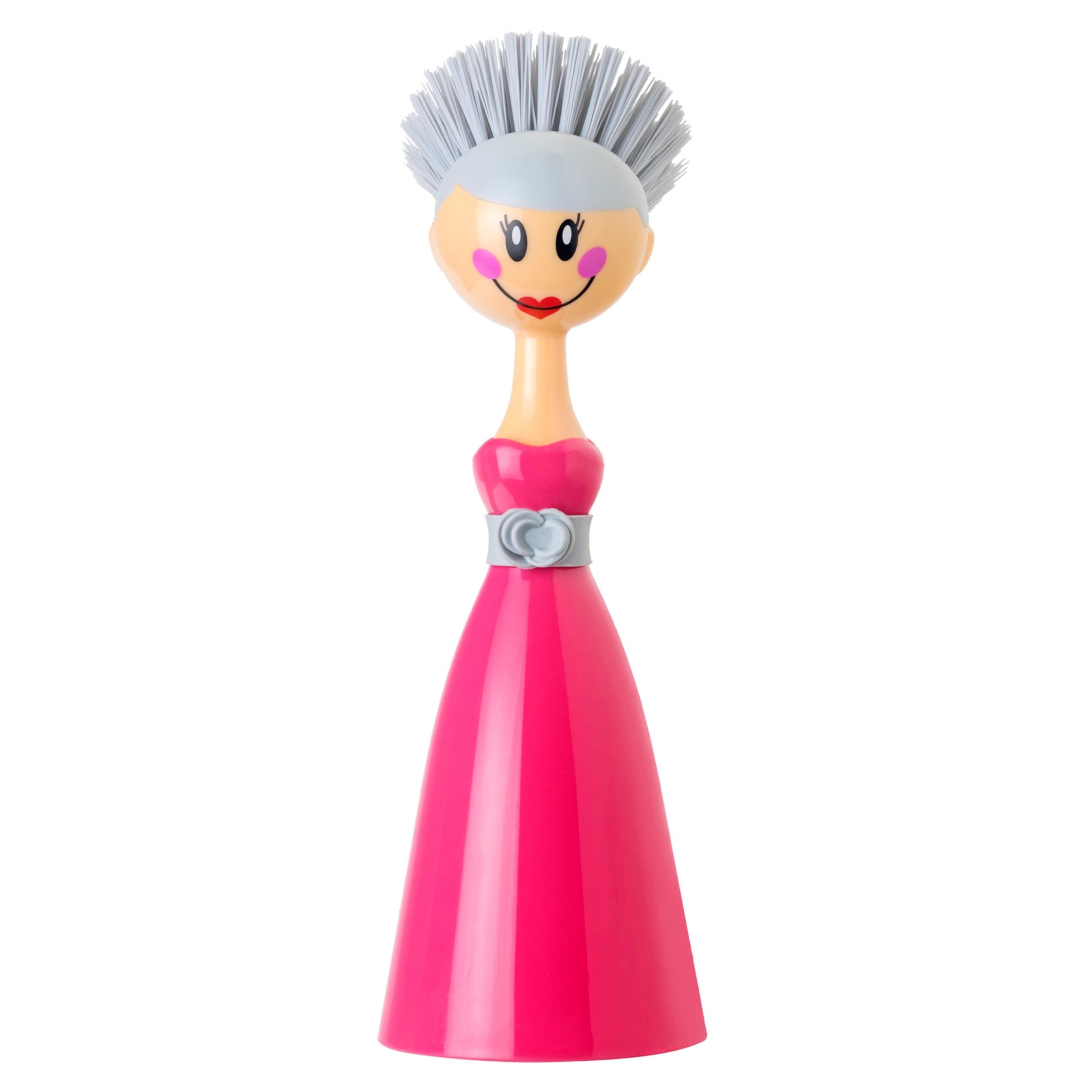 Vigar Pink, Grey Dolls Prelude Dish Brush With Printed Dress, 24.5 Cm