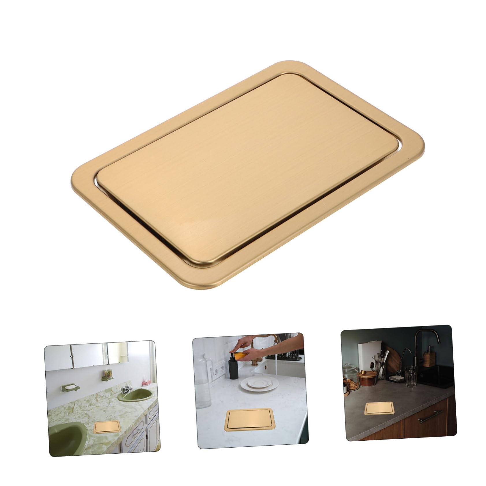 STOBAZA Tapa De Cubo De Basura Empotrada Cubierta De Acero Inoxidable Para Cocina Fácil Mantenimiento