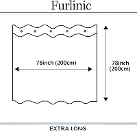 Furlinic Extra Hosszú Zuhanyfüggöny Sötétszürke - Penészálló, Antibakteriális, Mosható Textil Fürdőkádhoz 12 Fekete Rozsdamentes Karikával 2 6