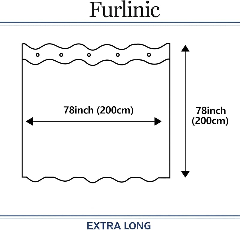 Furlinic Extra Hosszú Zuhanyfüggöny Sötétszürke - Penészálló, Antibakteriális, Mosható Textil Fürdőkádhoz 12 Fekete Rozsdamentes Karikával 2