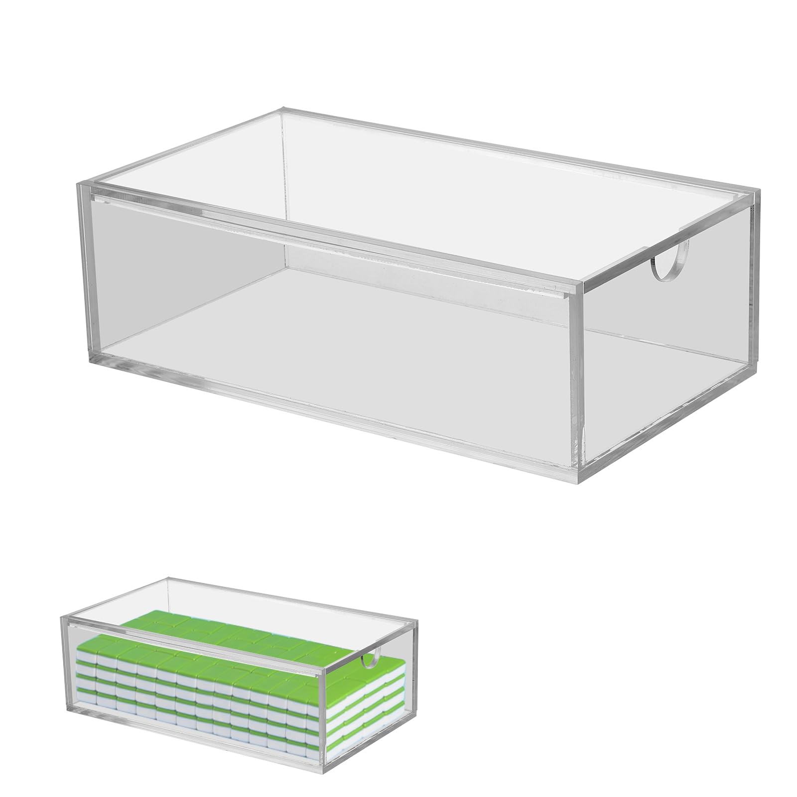 Mahjong Case, Empty Acrylic Mahjong Case Mahjong Storage Box for Tiles Transparent Mahjong Tile Display Box for Standard Sized Mahjong Tiles Accessories Supplies