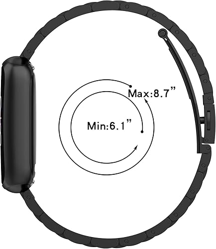 Miniatura 4 de FitTurn Correas compatibles con Fitbit Luxe Metal acero inoxidable correa de reloj de repuesto clásica duradera de enlace sólido accesorio hebilla