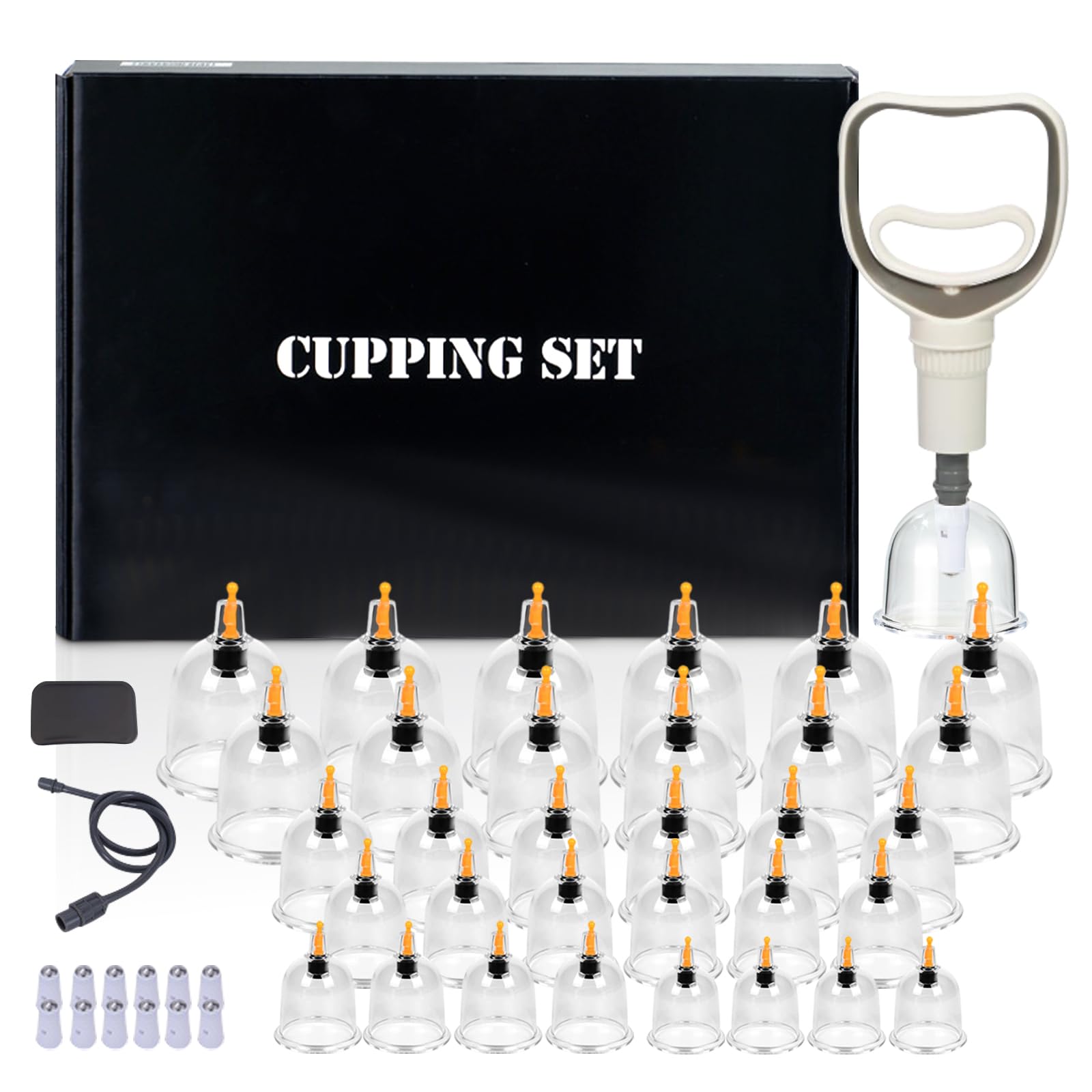 Cupping Therapy Ventouse Chinoise, 32Pcs Ventouses Set pour Visage et Corps, Professionnelles Détendre Muscles, avec des Aimants de Points D'acupression