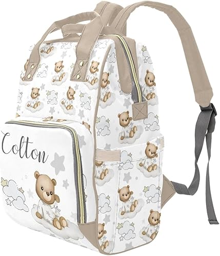 Miniatura 5 de Bolsa de pañales personalizada con diseño de vaca para mujer, mochila de lactancia con nombre personalizado, bolsa de pañales para bebé, niño, niña,