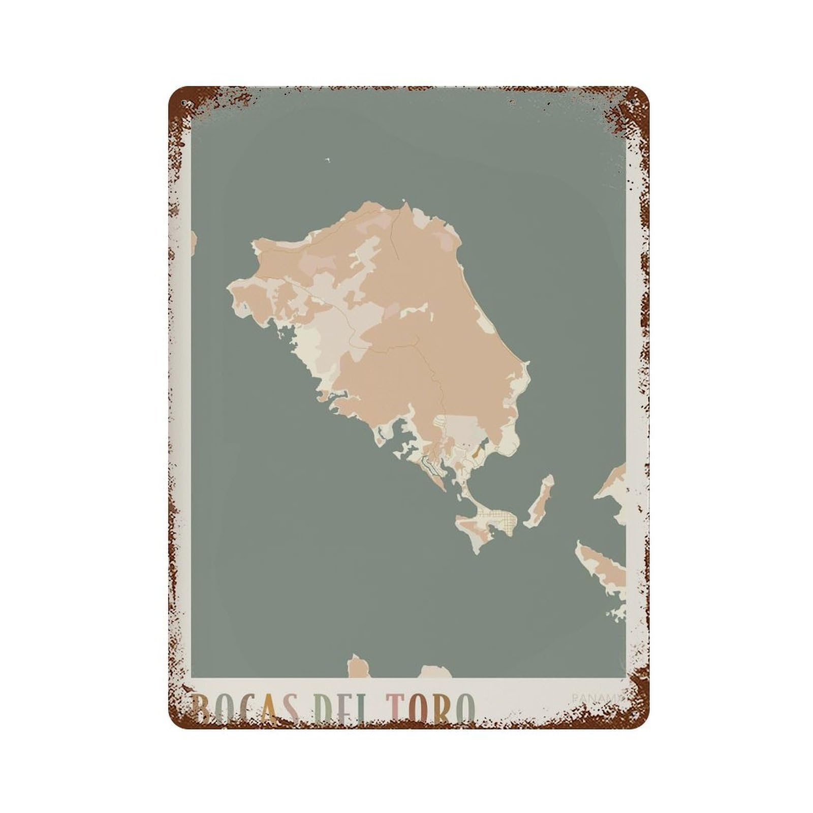 xiaoxiaoshen Bocas Del Toro Map Panama Travel Gift Boho (2) Wall Decor Art Metal Tin Poster Modern Home Decor Art Home Bar Shop Decorations Vintage Sign 40x30cm