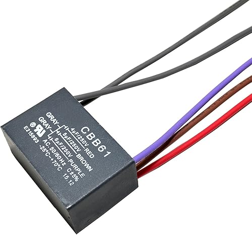 Miniatura 3 de HQRP Condensador compatible con ventilador de techo Hampton Bay 4uf+5uf+6uf de 5 cables CBB61 con certificación UL