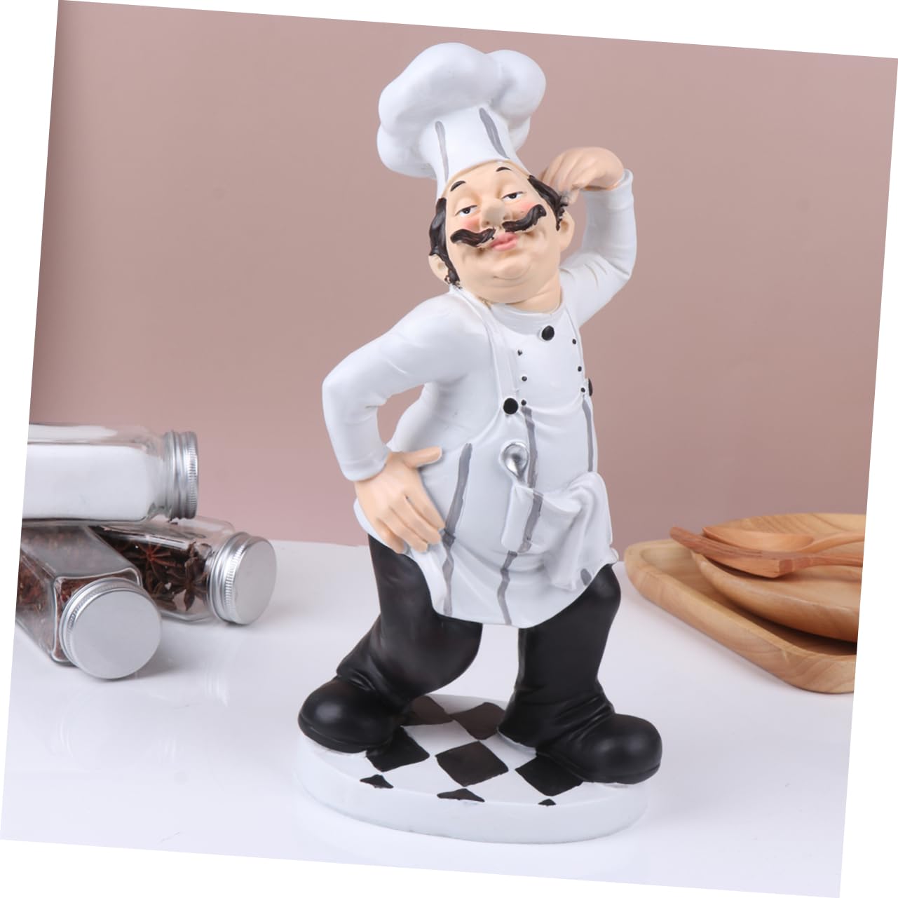 GLEAVI Statuetta Chef in Resina Bianca Design Classico Portatile e Resistente Decorazione da Tavolo per Casa e Arredamento Desktop
