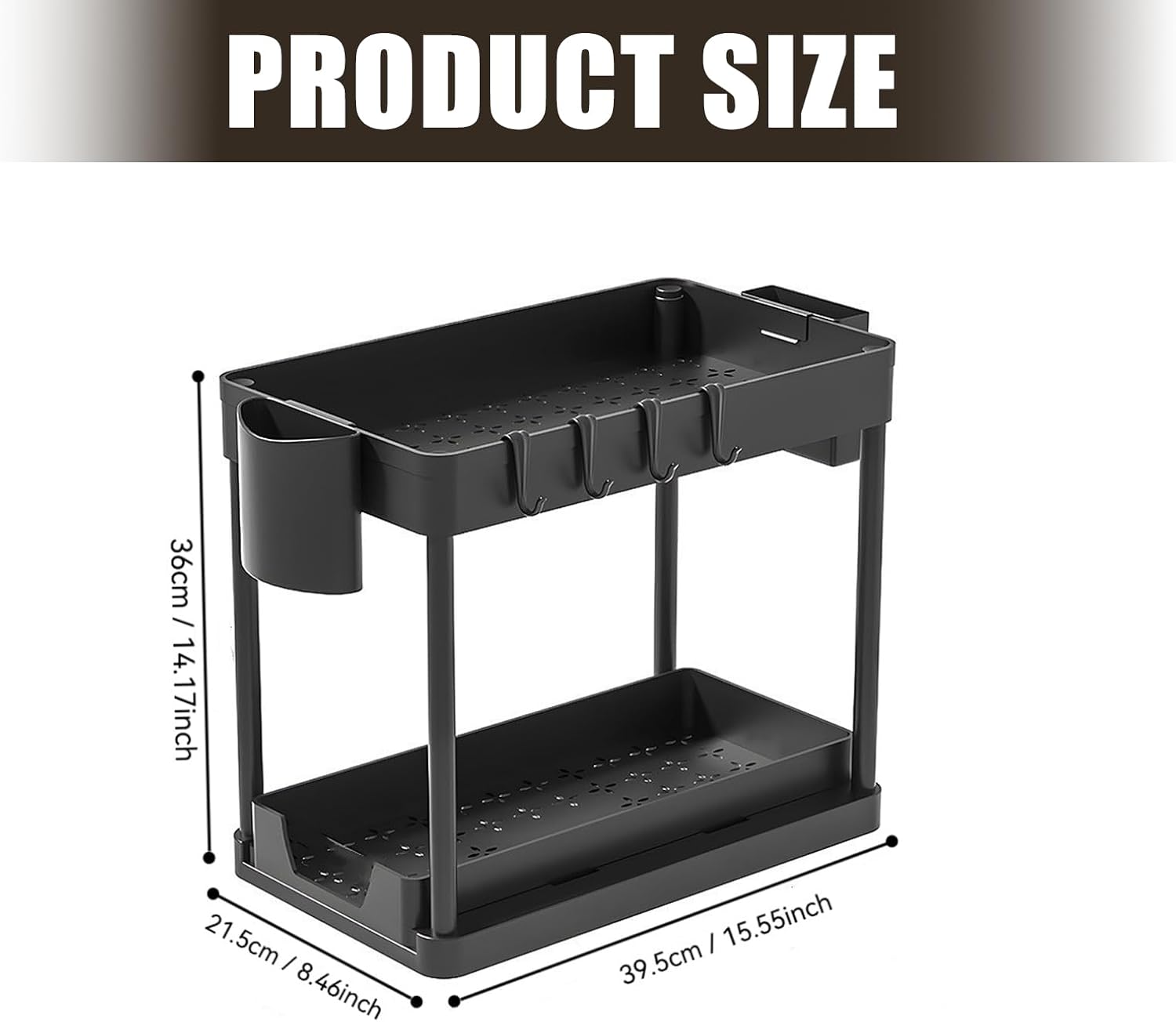 2pcs Under Counter Sliding Storage Rack Pull Out Cabinet Organizers 2 Tiers Slide Out Sink Shelf Cabinet Storage Shelves Space Saving Sink Shelf