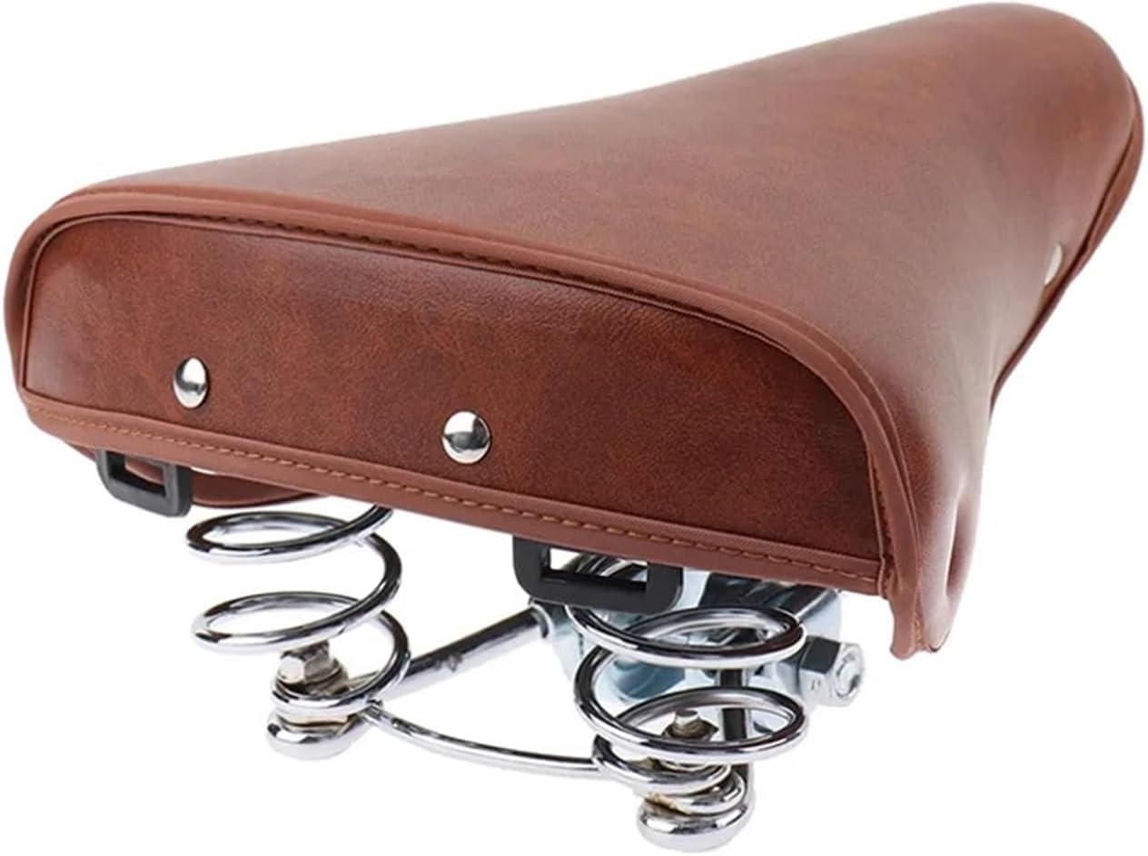 Bicycle Leather Saddle Spring Comfortable Seat Brown for Cycle Riding