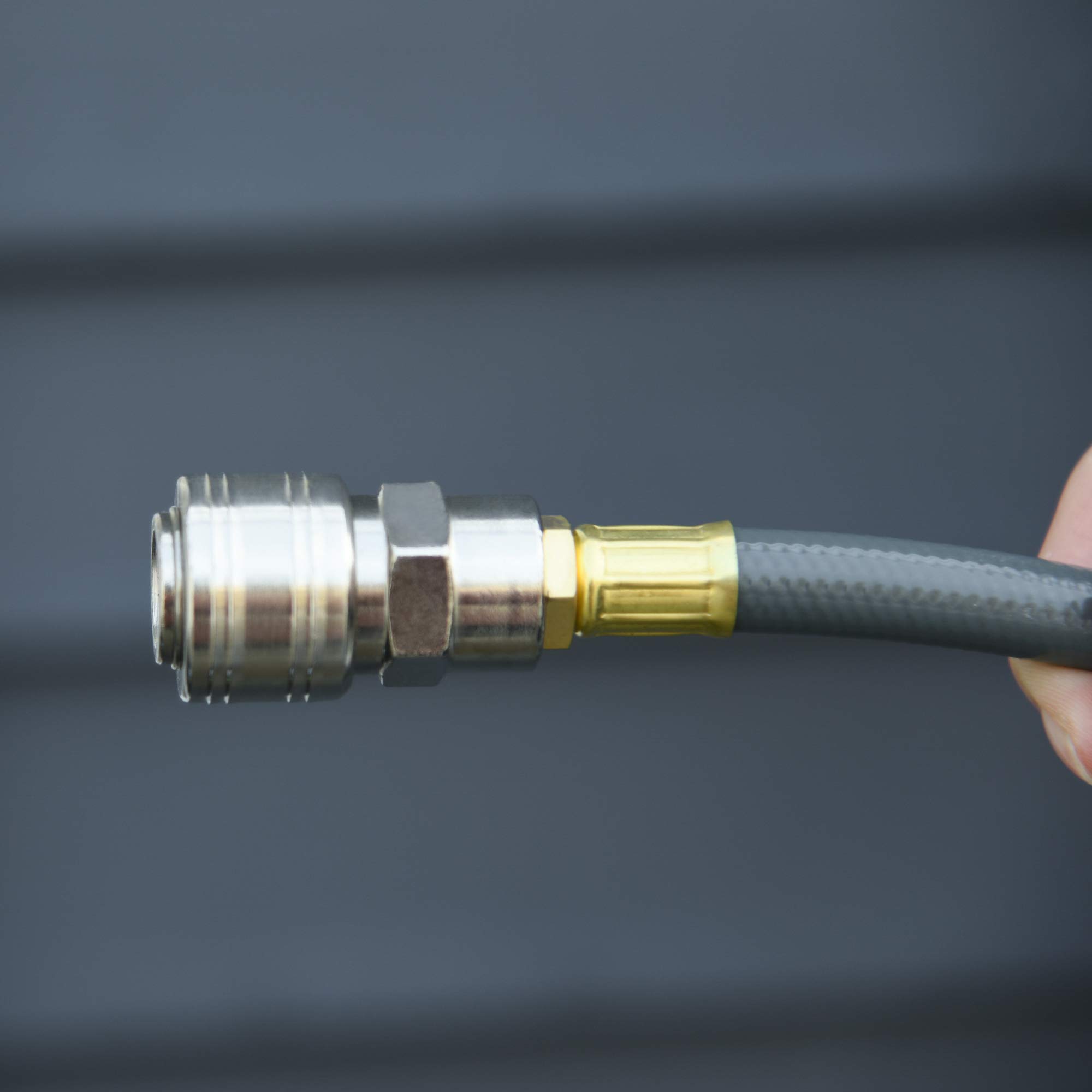 DURHAND Enrouleur de tuyau à air comprimé - tuyau : 10 m + 0,9 m - Ø intérieur 3/8" (9,5 mm), 1/4" (6,35 mm) BSPT - dévidoir automatique pour tuyau d'air rétractable gris