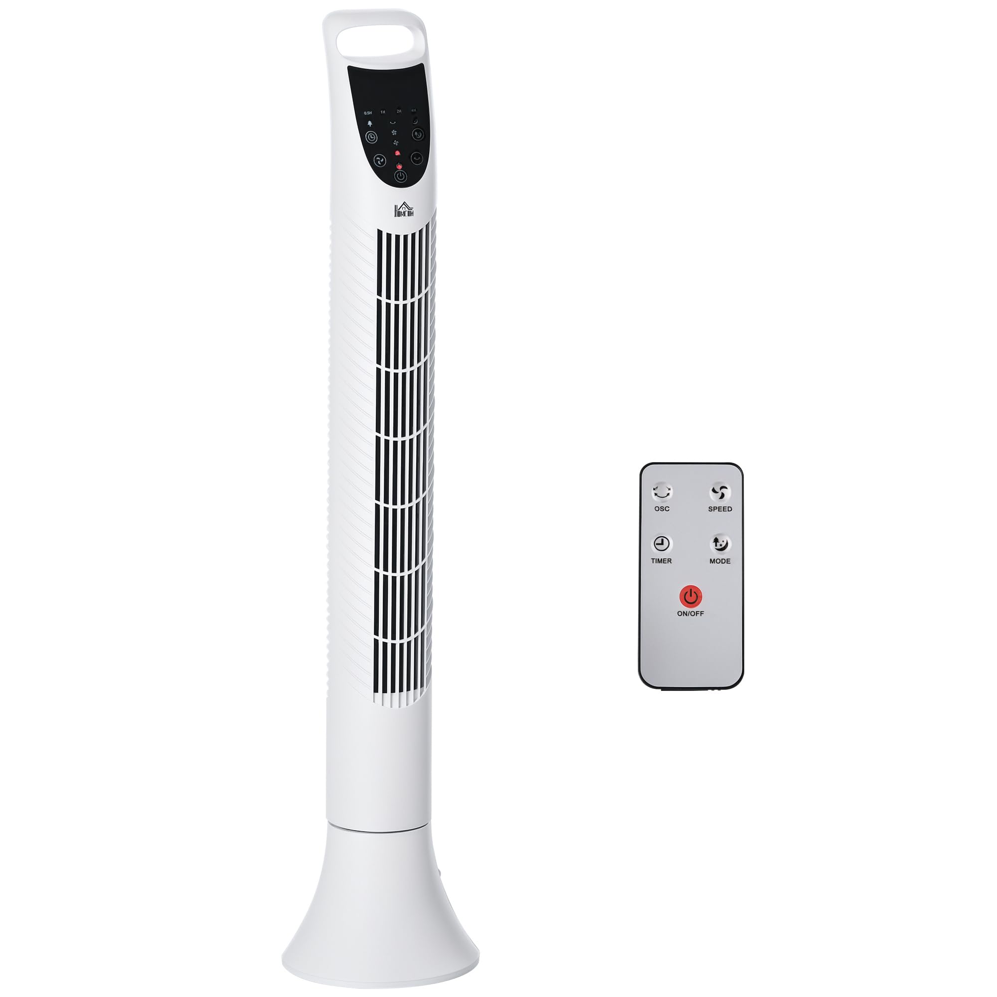 HOMCOM Ventilateur Colonne Silencieux 40W 3 Vitesses 3 Modes 91,5cm Blanc | Minuterie, Télécommande, Oscillant À 70°, Panneau Contrôle Tactile, Ventilateur Sur Pied, Chambre