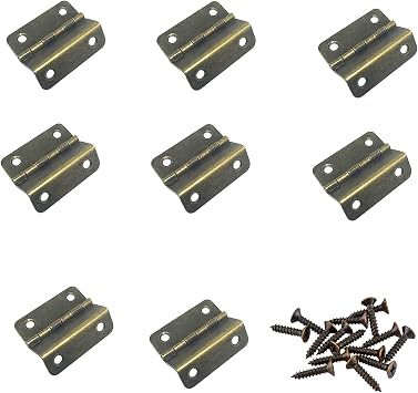 8pcs Three Fold Hinge Hardware,Surface Plating Home Furniture Door Hinges,for Door, Cabinet, Furniture, Vintage Jewelry Chest,with ScrewsBronze