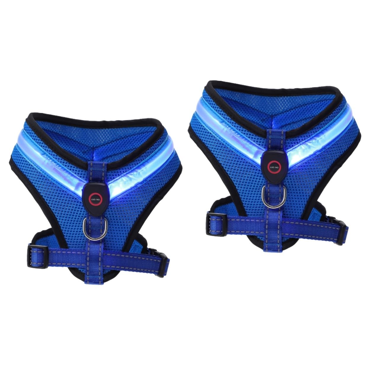 POPETPOP 2 Sets dog glow vest dog vest reflective pet tech dog harness LED puppy harness high visible dog vest illuminated pet vest summer outfits pet puppy vest belt nylon luminous