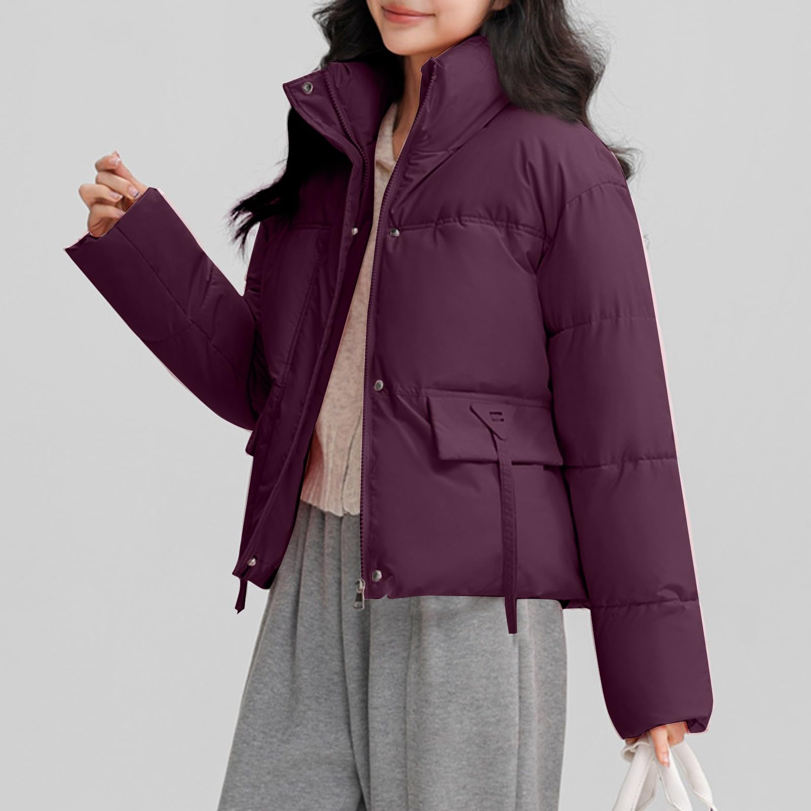 Winterjacke Damen Warm Wintermantel Casual Steppjacke Winter Mantel