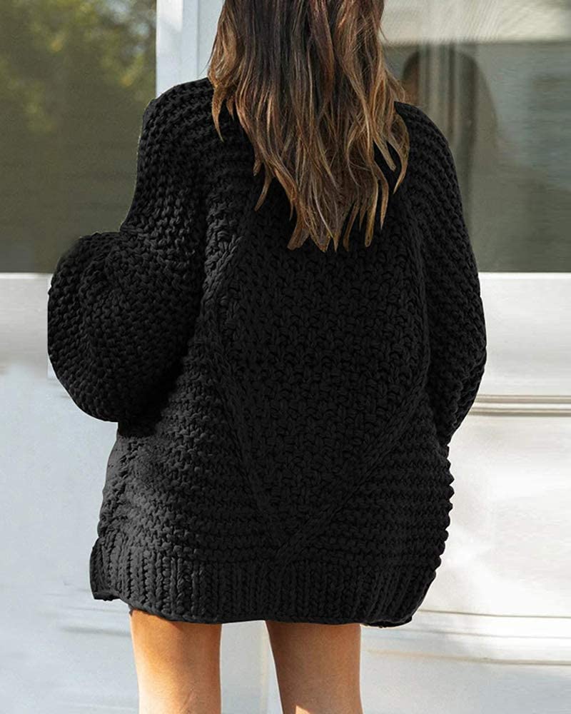 Cicy Bell Giacca a spalla da donna, con maniche a lanterna, elegante maglione oversize