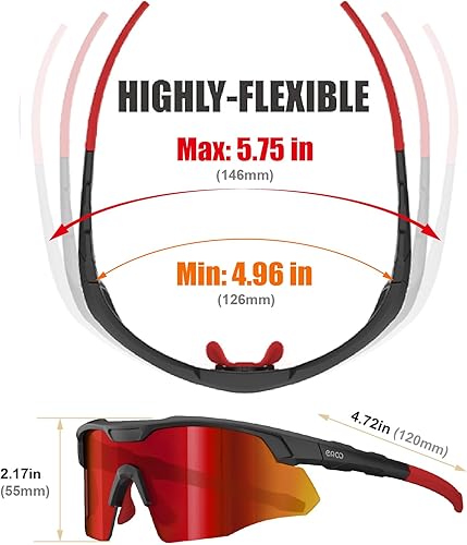 Miniatura 4 de ER00 Wrap Arround - Gafas de sol de béisbol pequeñas para hombres, jóvenes y niños, para correr, ciclismo, deportes al aire libre