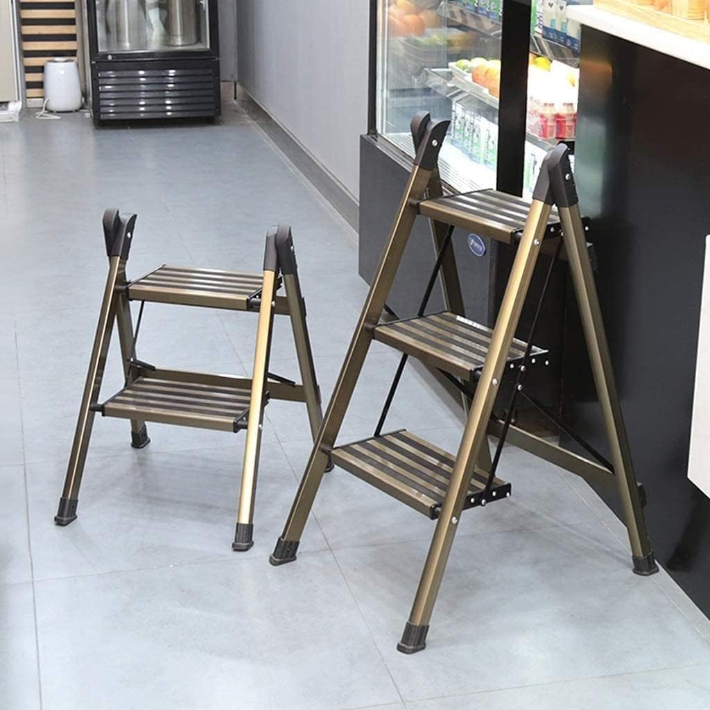 OKUOKA Step Ladder Folding Portable Stool Aluminum Step Stool with Convenient Handgrip Step Stool Multi-Purpose Ladder Telescopic Ladder Multi Position Ladder for Indoor Outdoor Work Stai