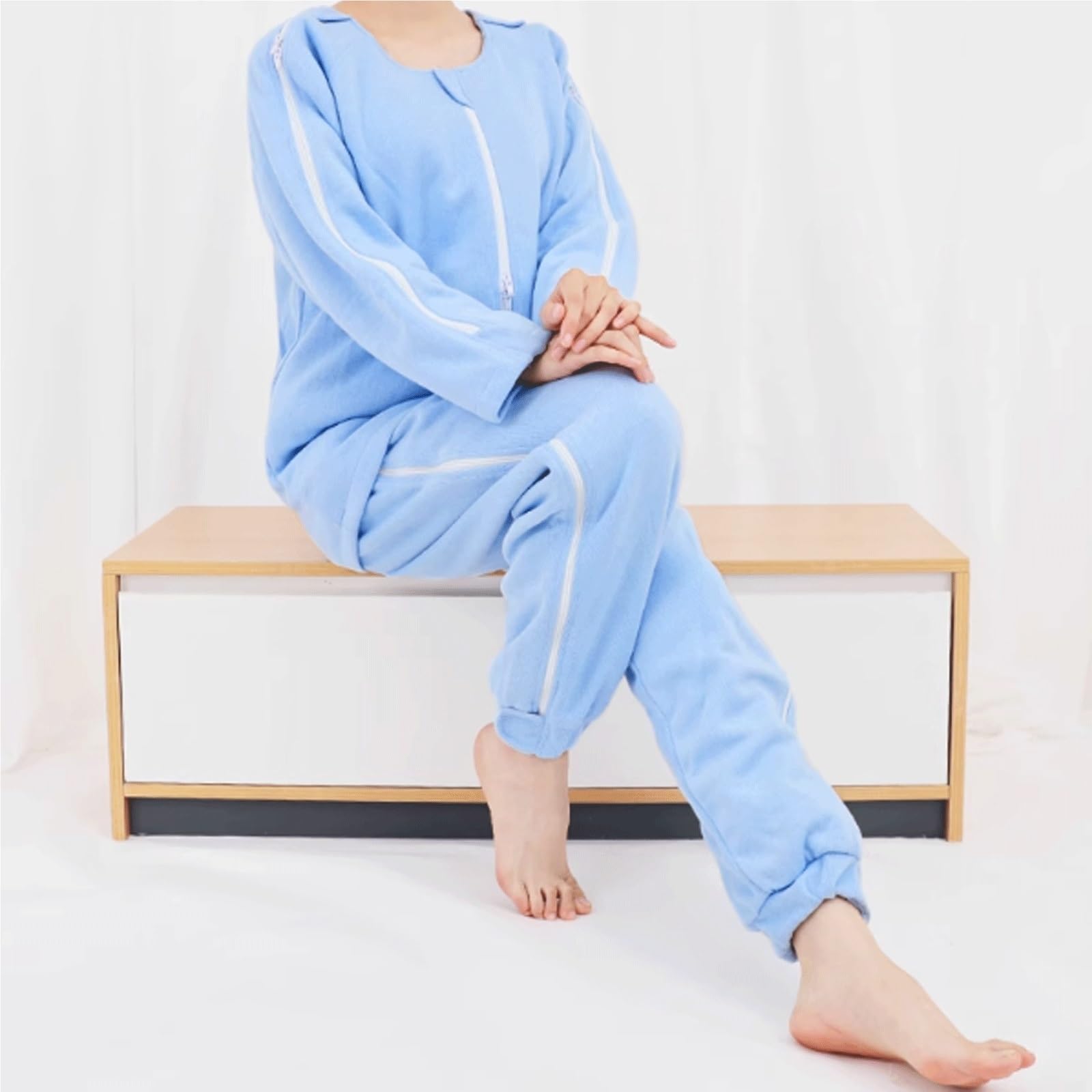 Pijamas sin espalda for ancianos postrados en cama, ropa de rehabilitación for pacientes invierno engrosada, conveniente for el cuidado Exfoliantes Suaves(Large)