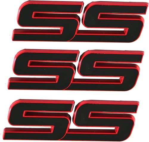 3 calcomanías de metal SS para puerta delantera, emblema de automóvil, repuesto para Chevy Camaro 06-10 (línea roja)