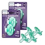 Philips Avent Soothie Orthodontic Baby Pacifiers, 100% Silicone Pacifiers, One Piece, BPA-Free, for Babies 3-18 Months, Green, 4 Pack, Model SCF192/45