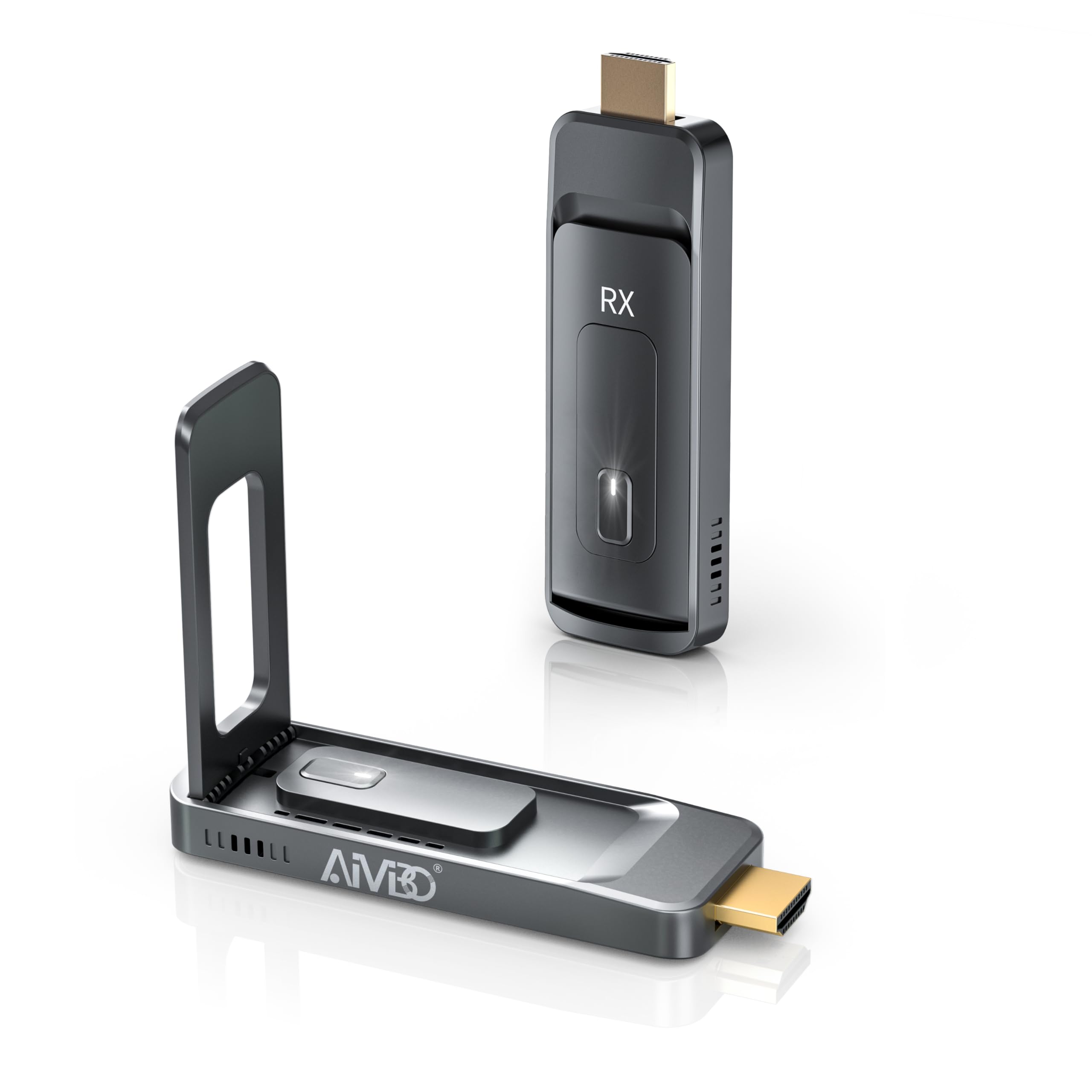 aimibo 2027 new wireless hdmi transmitter and 1 reciever | up to 6 rxs, 328ft range, 4k to 1080p@60hz, 5.8ghz, plug and play, for laptop/camera/cable box streaming to multiple screens