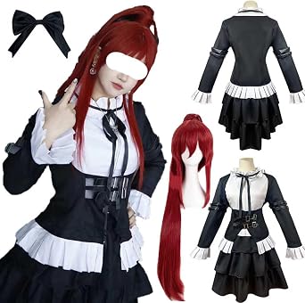 Erza Scarlet Cosplay Costume Erza Cosplay Outfit Uniform Maid Black Halloween Women
