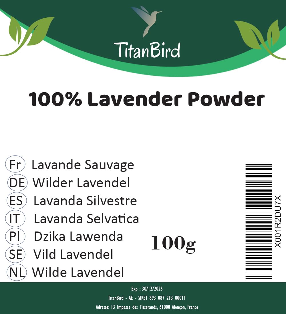 100g Poudre de Fleurs de Lavande Sauvage - Très Parfumée Comparée à la Lavande Cultivée | 100% Naturelle, Qualité Supérieure