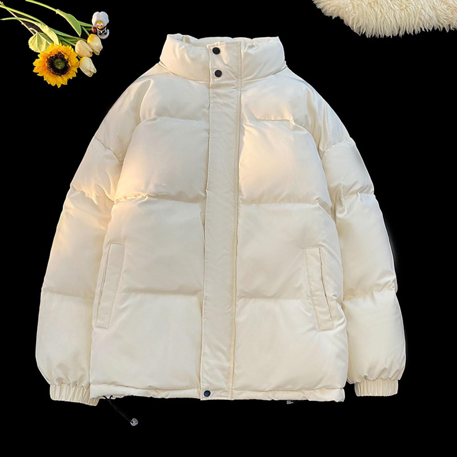 Genérico Chaquetones De Hombre Plumas, Chaqueta Impermeable Hombres, con Cremallera con Bolsillos Sin Capucha Manga Larga Chaqueta Plumas Color Sólido Moda Cómodo Abrigo Adecuado para Uso Diario