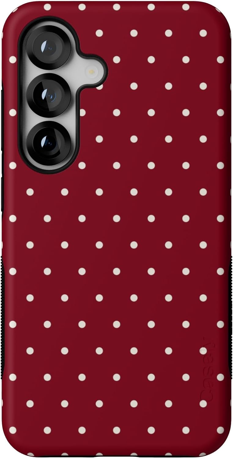 Casely Galaxy S25 Case | On the Dot | Maroon Polka Dot | Bold Protective Design | Compatible with MagSafe
