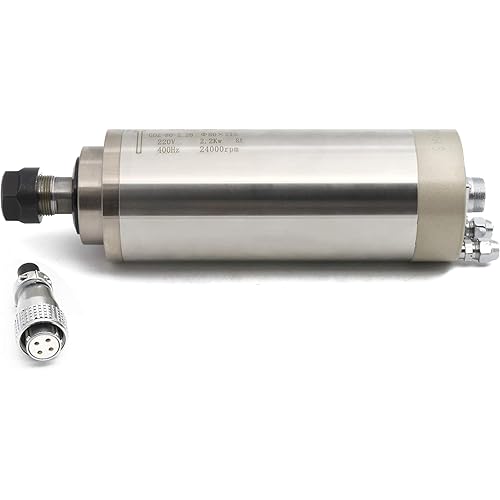 RATTMMOTOR CNC Spindle Motor Water Cooled 2.2KW 220V Spindle Motor ER20 Collet 80mm Diameter 8A 400HZ 24000RPM for CNC Router Engraver Milling Machine