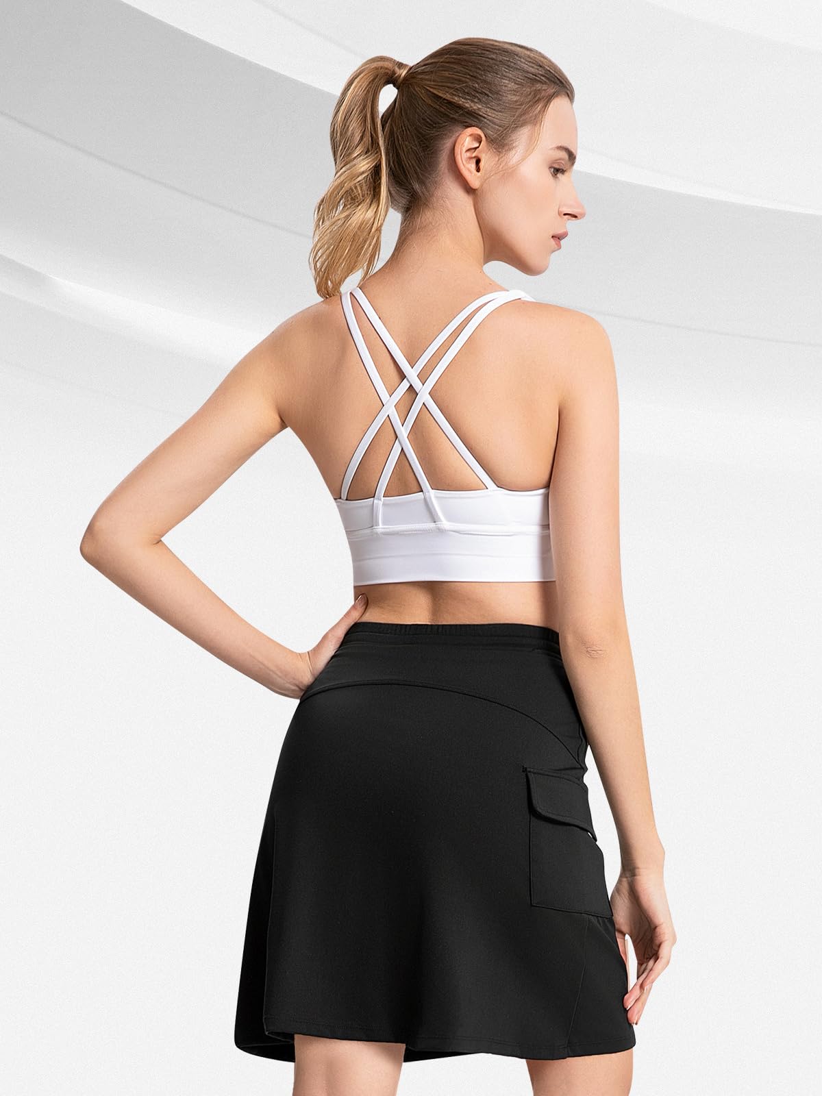 Bezioner Jupe Short Femme Longueur Genou Jupe de Tennis Taille Haute Athlétique Jupes avec Short Intégré Poches Golf Skort