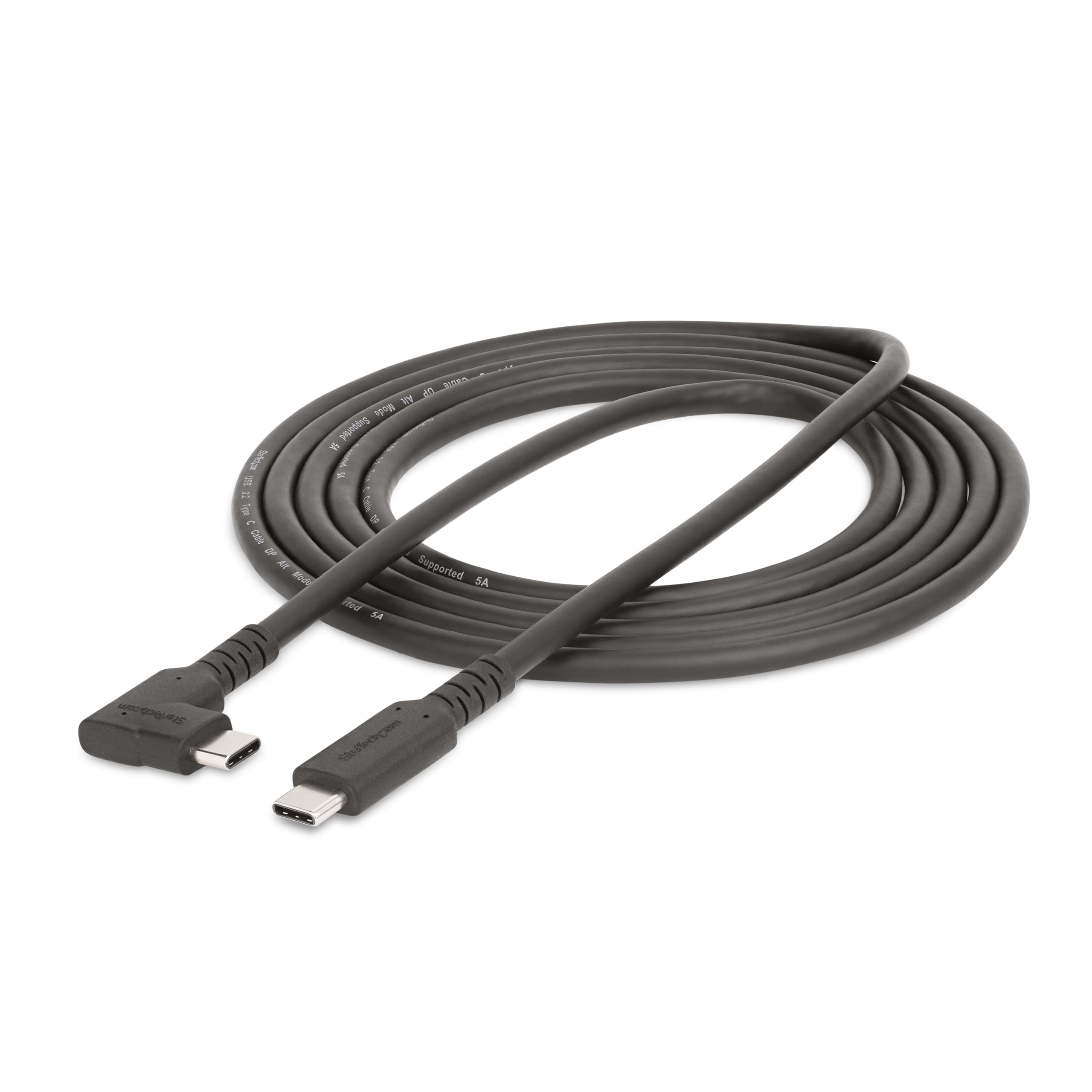 StarTech 2m USB-C Kabel, Rechtwinklig, 5Gbps, 100W PD, 4K 60Hz, Schwarz | DP Alt-Modus, Thunderbolt-kompatibel, Aramidfaser verstärkt, E-Marker, für Dockingstation, robust