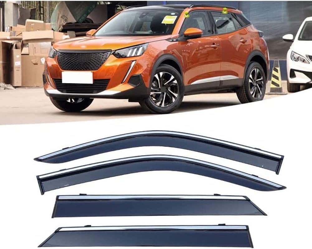 Fengxh Normal 4Pcs Smoke Tint Car Window Deflectors For Peugeot 2008 2020-2022