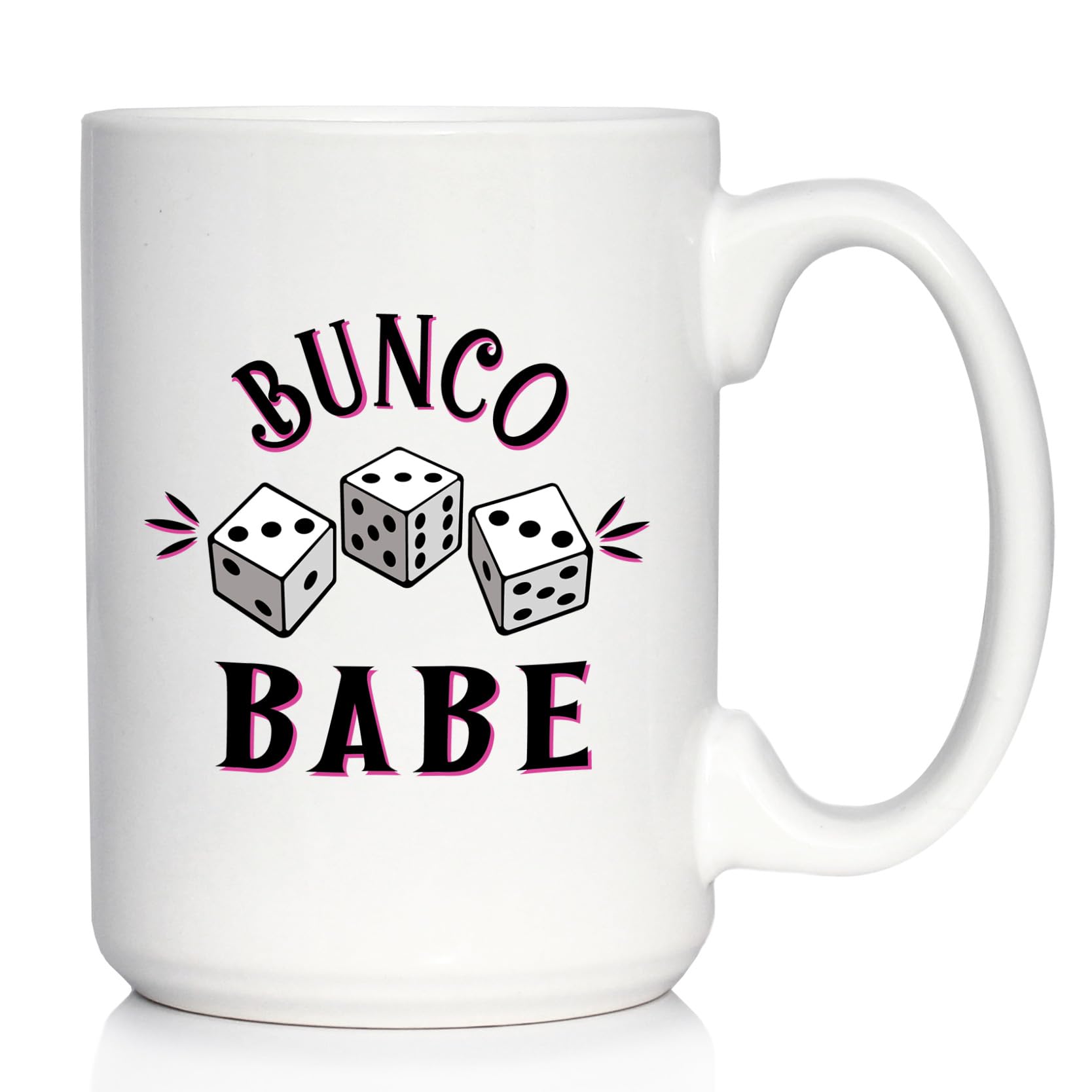 Bunco Babe Coffee Mug - Bunco Decor and Bunco Gifts for Women - Large 15oz White Ceramic Mug