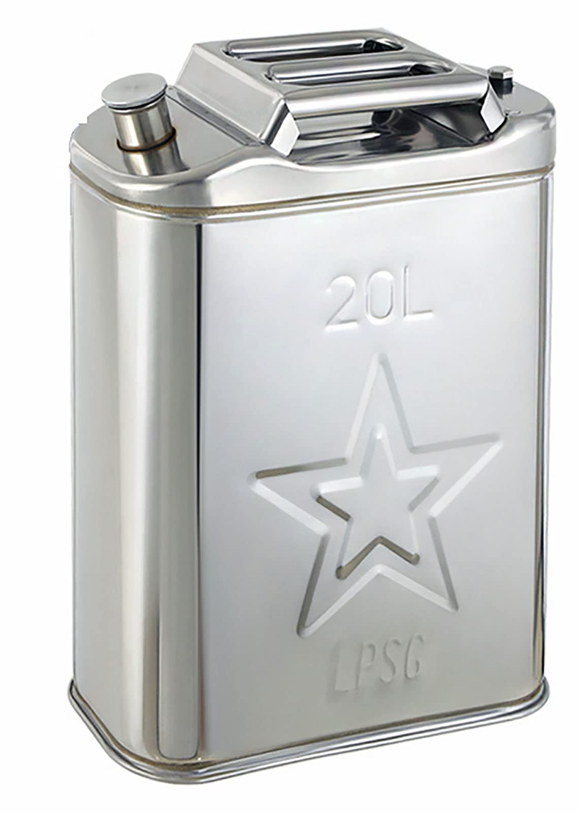 Rostfreier Stahl Benzinkanister aus Metall 5L-20 Liter Benzin Kanister Kraftstoffkanister Tragegriff Träger zur Lagerung von Kraftstoff Benzin Diesel Öl Motorrad Tank(Size:20L)