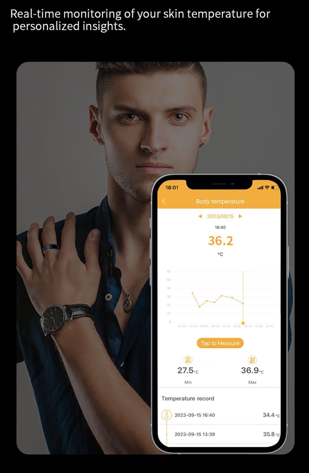 Fitness Tracker Smart Ring Con Calorie Frequenza Cardiaca Monitoraggio Del Sonno