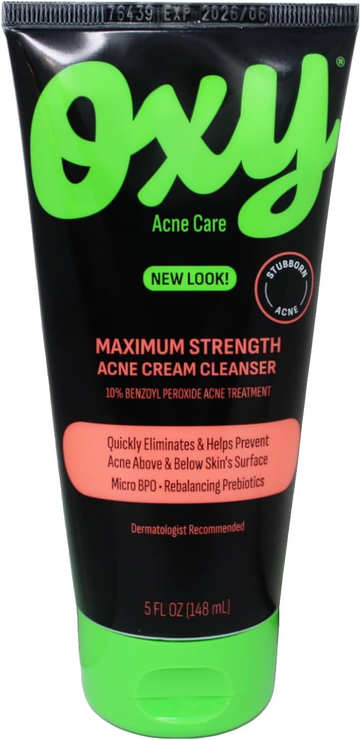 Oxy Acne Medication Face Wash - Maximum Action with Maximum Strength 10% Benzoyl Peroxide (5 Fl Oz)