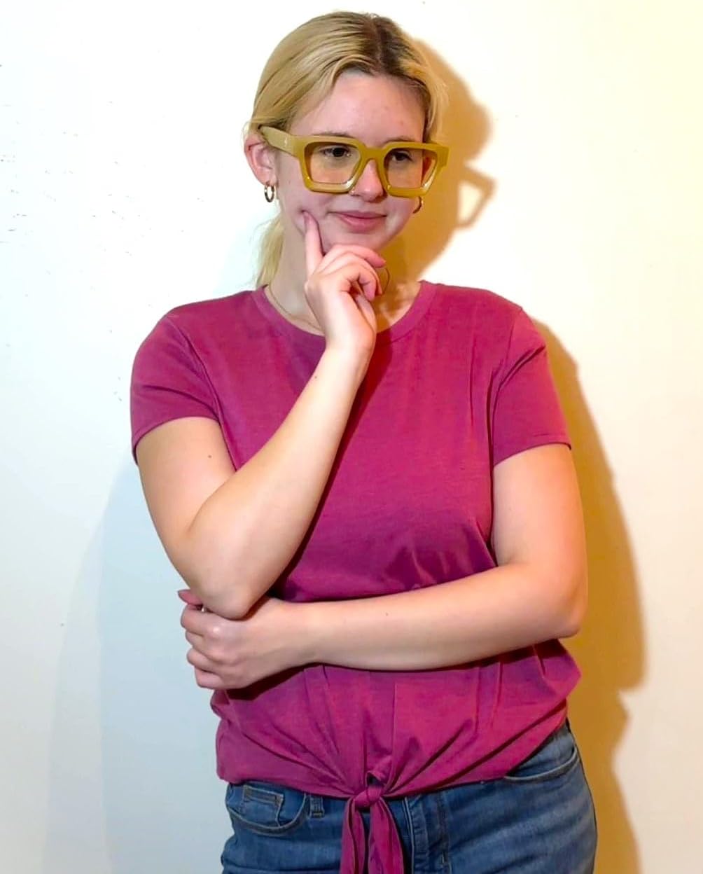 VISOONE Blue Light Blocking Glasses with TR97 Rectangle Frame and Chic Preppy Look for Women Men RIVER River Upg Popcorn Yellow image 3 of 7 B09V6J1P8B