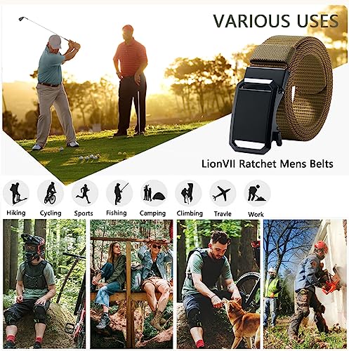 Image of LionVII Men's Belt,Ratchet Belt for Men Casual, Nylon Jeans Belt with Click Buckle, Breathable Fabric Waist Strap Easy Adjustable Trim to Fit 28-49 inch Waist