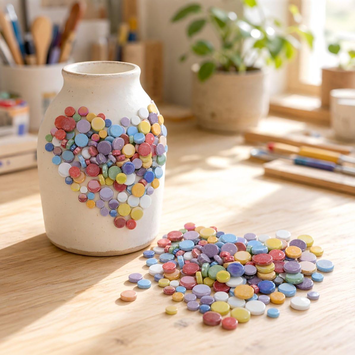 Tessere di Mosaico in Vetro Rotonde Piatte per Lavori Creativi