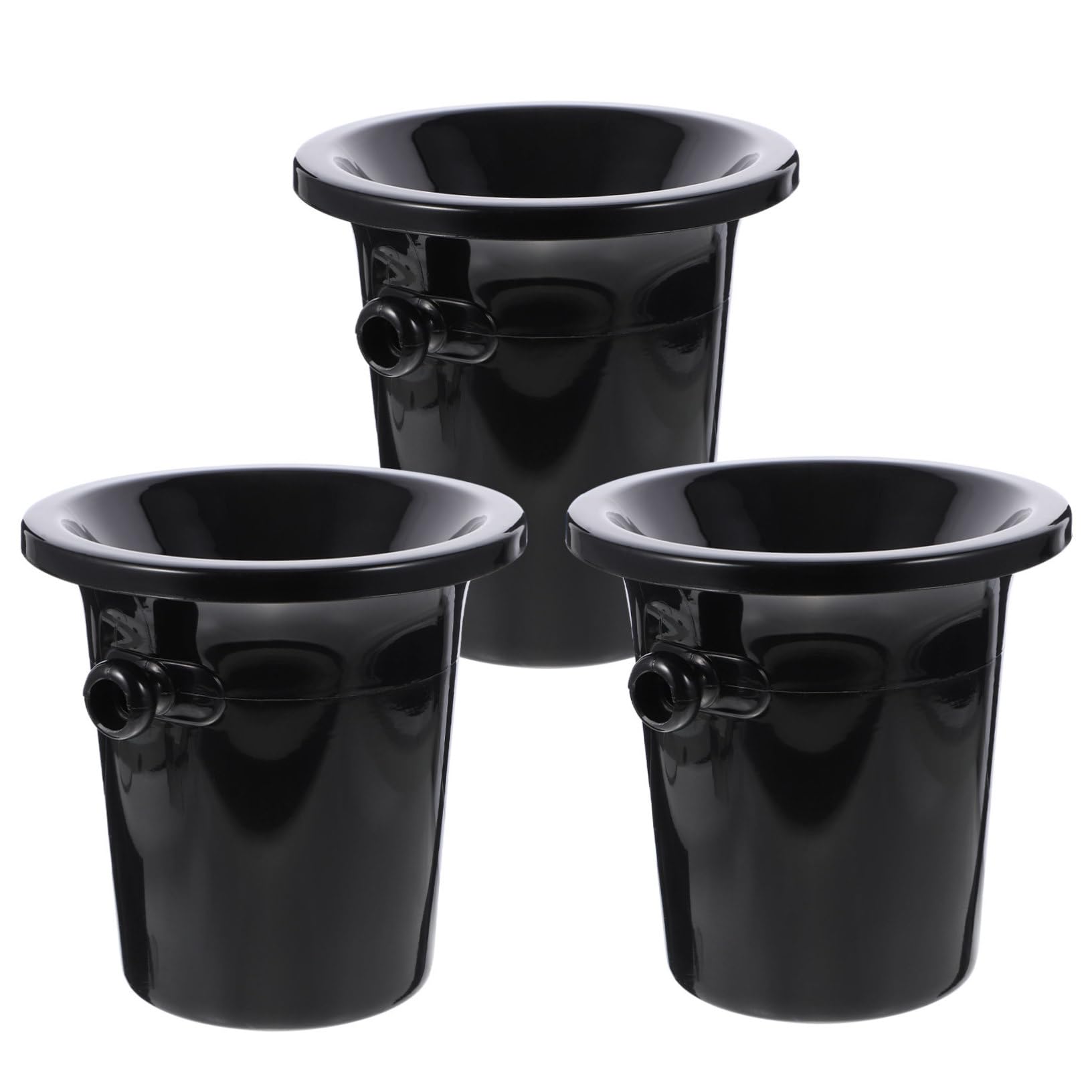 Escupidera Creativa para Cata de Vinos, Juego de 3 Piezas | Plástico Negro, Boca Ancha Redonda, Estilo Occidental, Acabado Liso, Uso en Bares y Tiendas Especializadas