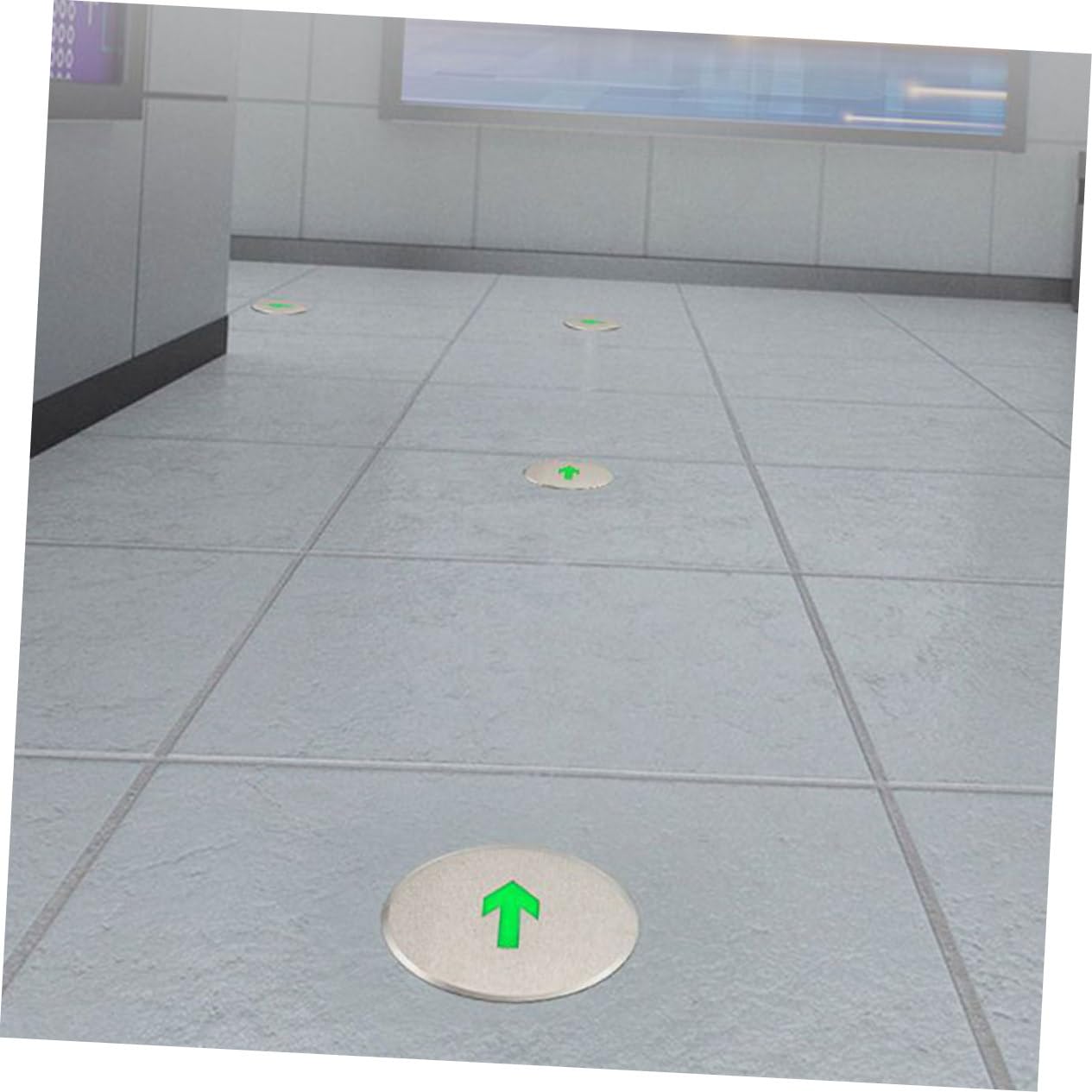 SEWACC Glowing Arrow Exit Signs 2 Pieces Stainless Steel Arrow Floor Sign for Dark Conditions