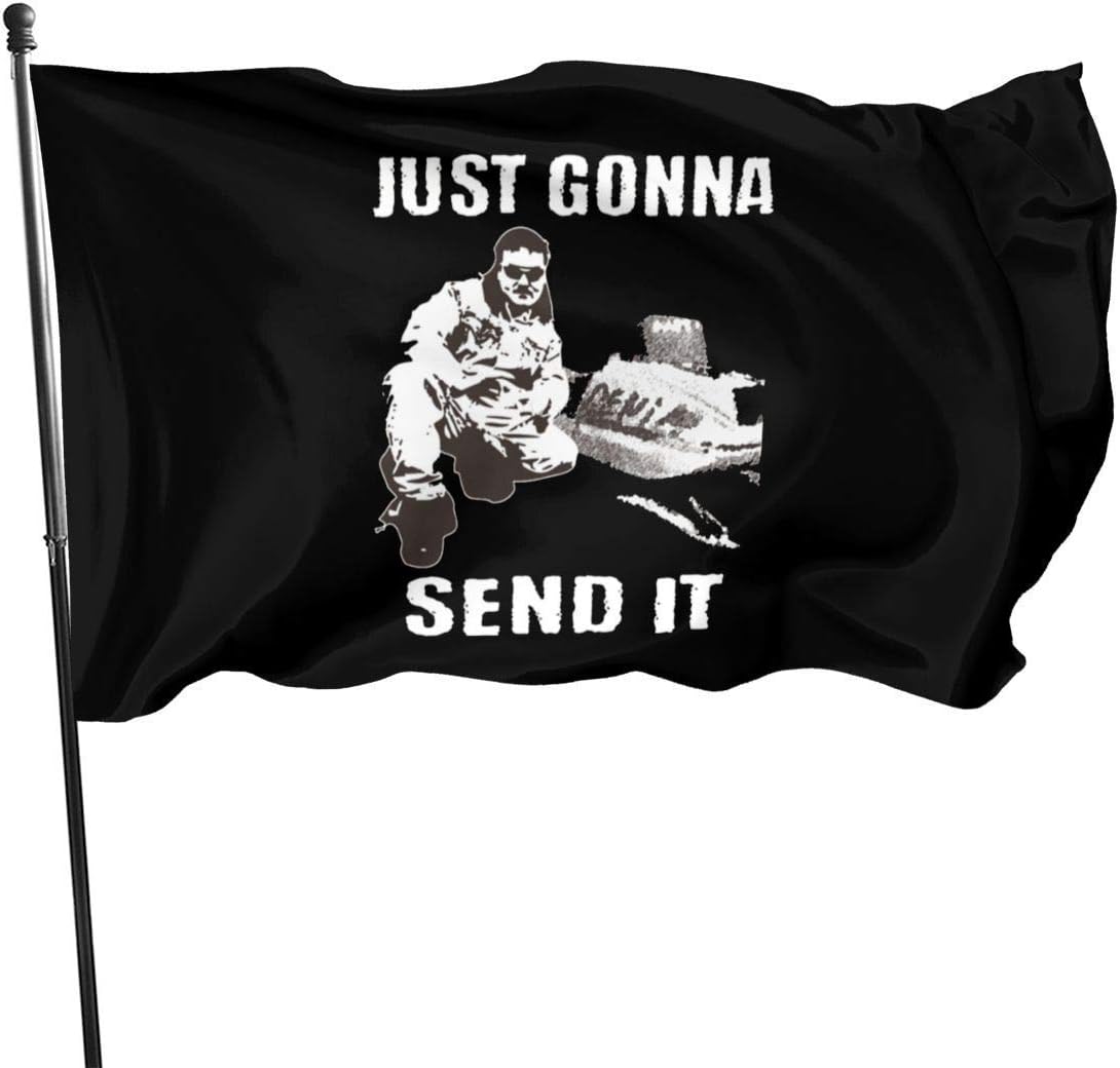 VAHTU Lifren Yard Outdoor Decoration Yard Flag Garden Flag Larry Enticer Just Gonna Send It Banner Flag 3x5 Ft, Black, one Size