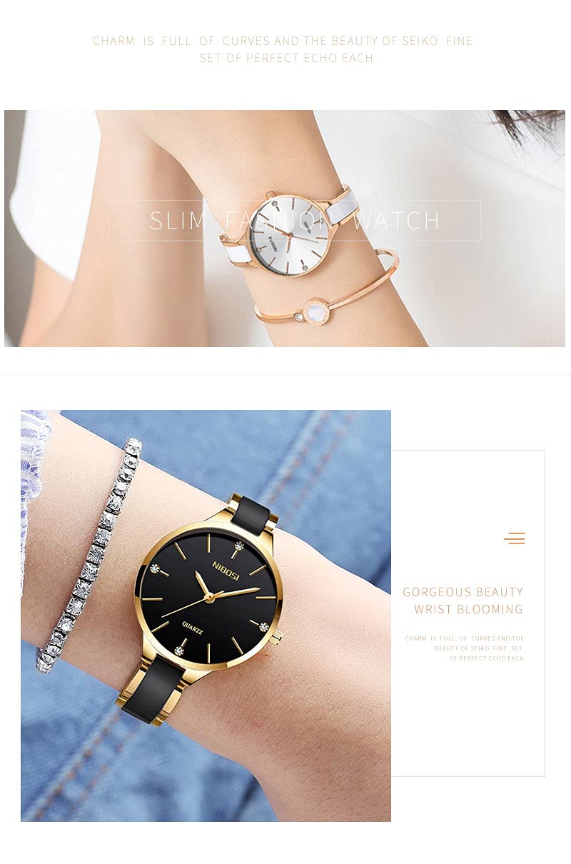 Relojes para mujer Diamond Luxury Gold Silver Señoras Femenino Clásico Moda Analógico Cuarzo Impermeable Reloj de Acero Inoxidable Luminoso Día Fecha Esposa Regalos Reloj de Pulsera NIBOSI