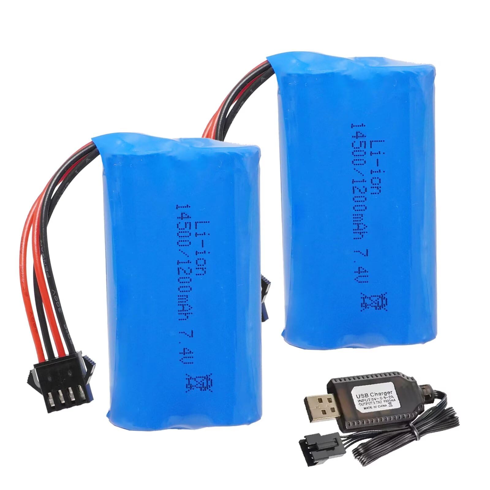 7.4V 1200mAh Li-ion Battery Pack RC Replacement Rechargeable 14500 Battery Pack SM-4P Plug with Charger Cable for RC Drone,Remote Control Car — view 5