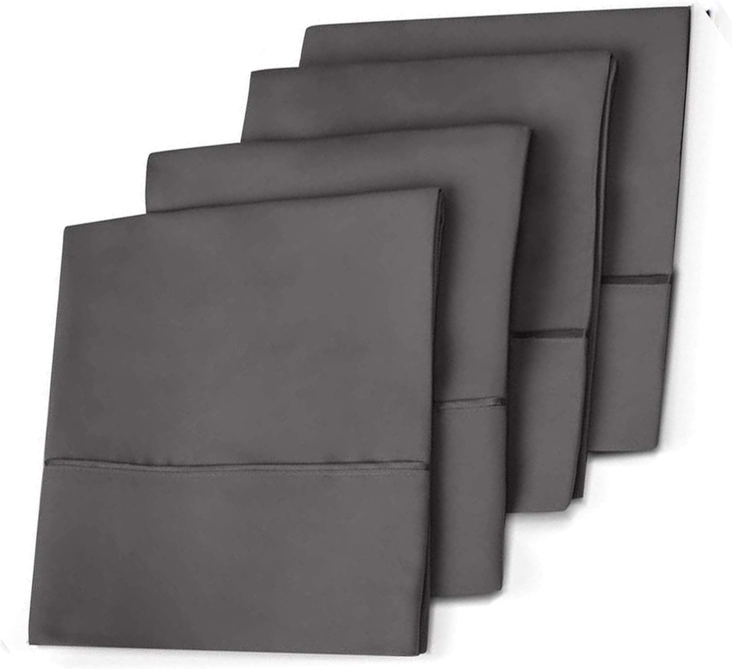 Vera Nice Hotel Collection Ultra Soft Pillow Case (4-Pack) – All-Natural Pure Aloe Vera Treatment – Eco-Friendly, Hypoallergenic Pillow Cover Infused with Soothing Aloe Vera - Gray - Standard/Queen
