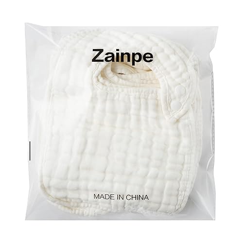 Miniatura 7 de Zainpe 6 piezas de baberos de algodón de muselina con cierre de presión para bebé, blancos, ajustables, con 6 capas absorbentes y suaves, baberos